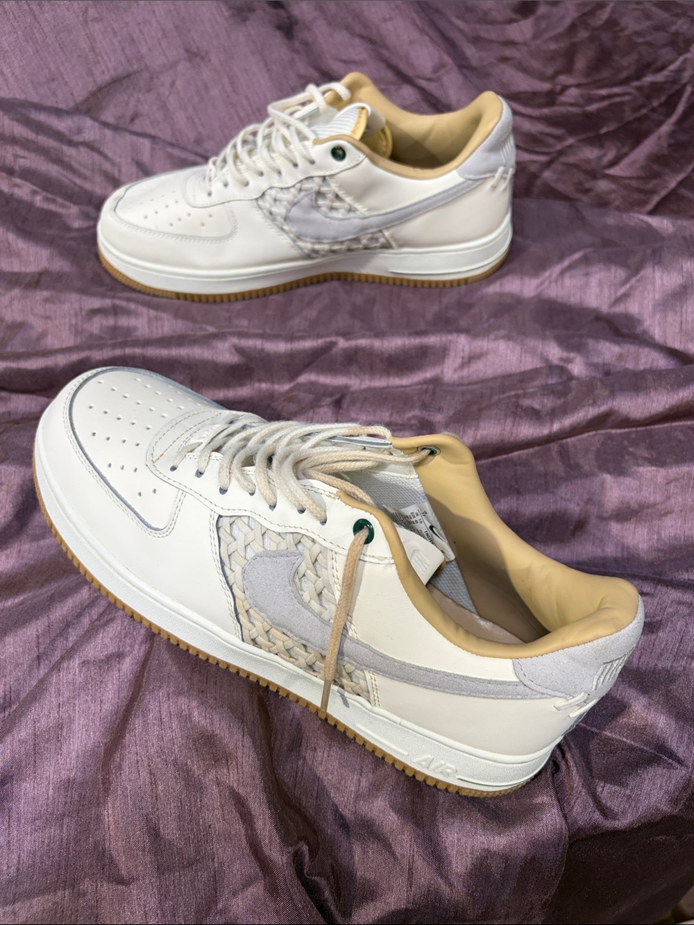 Nike White Sneakers with Cream Collar and Gum Outsole